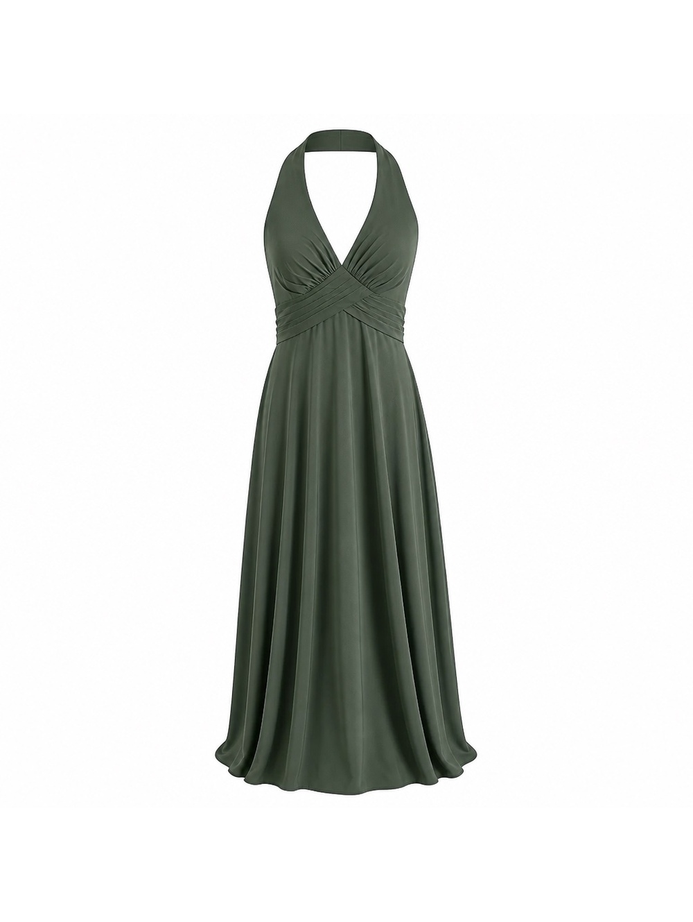 Azazie Tessie Eucalyptus Halter Dress Size A2